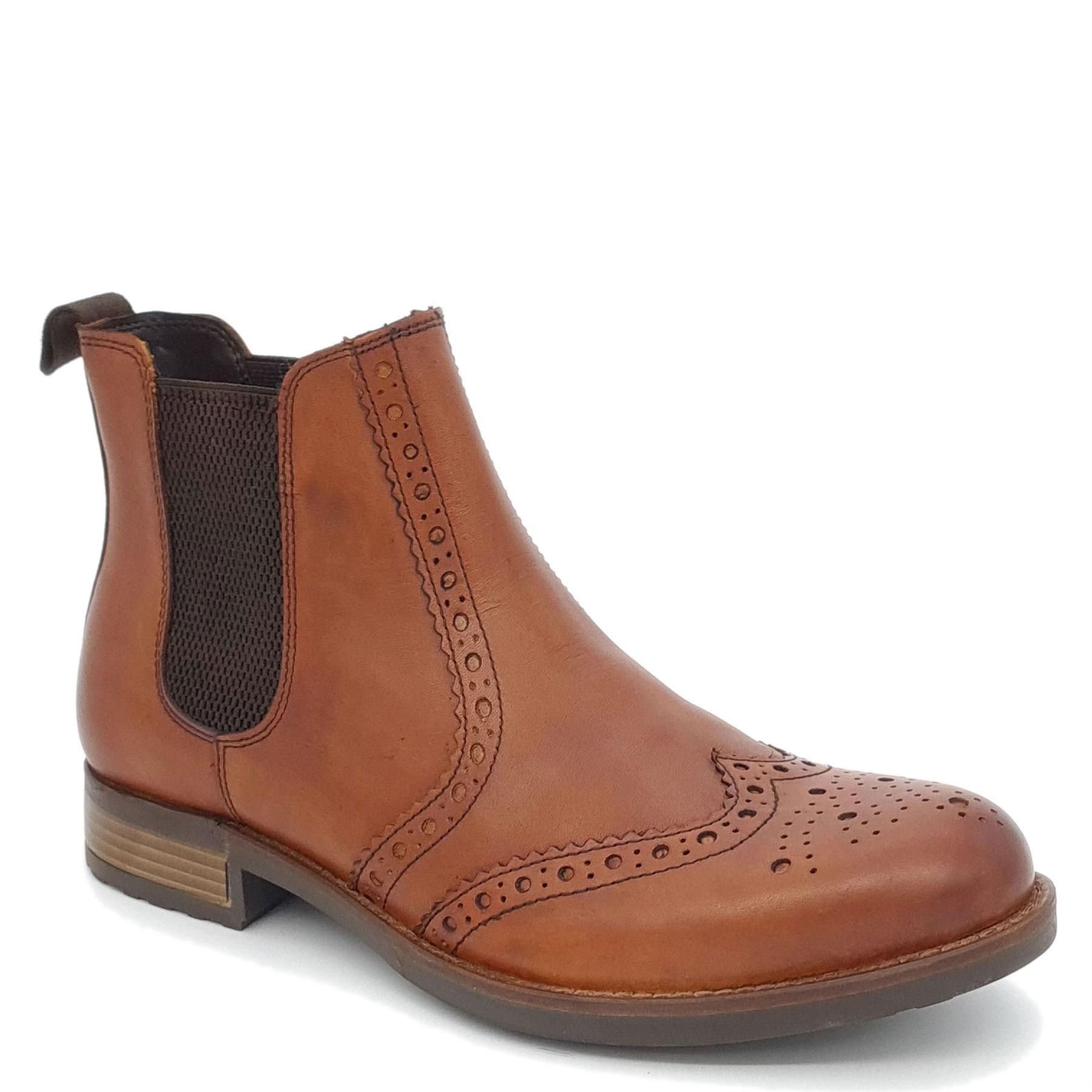 HX London HX London Men's Albert Brogue Leather Chelsea Boots in Tan - 4