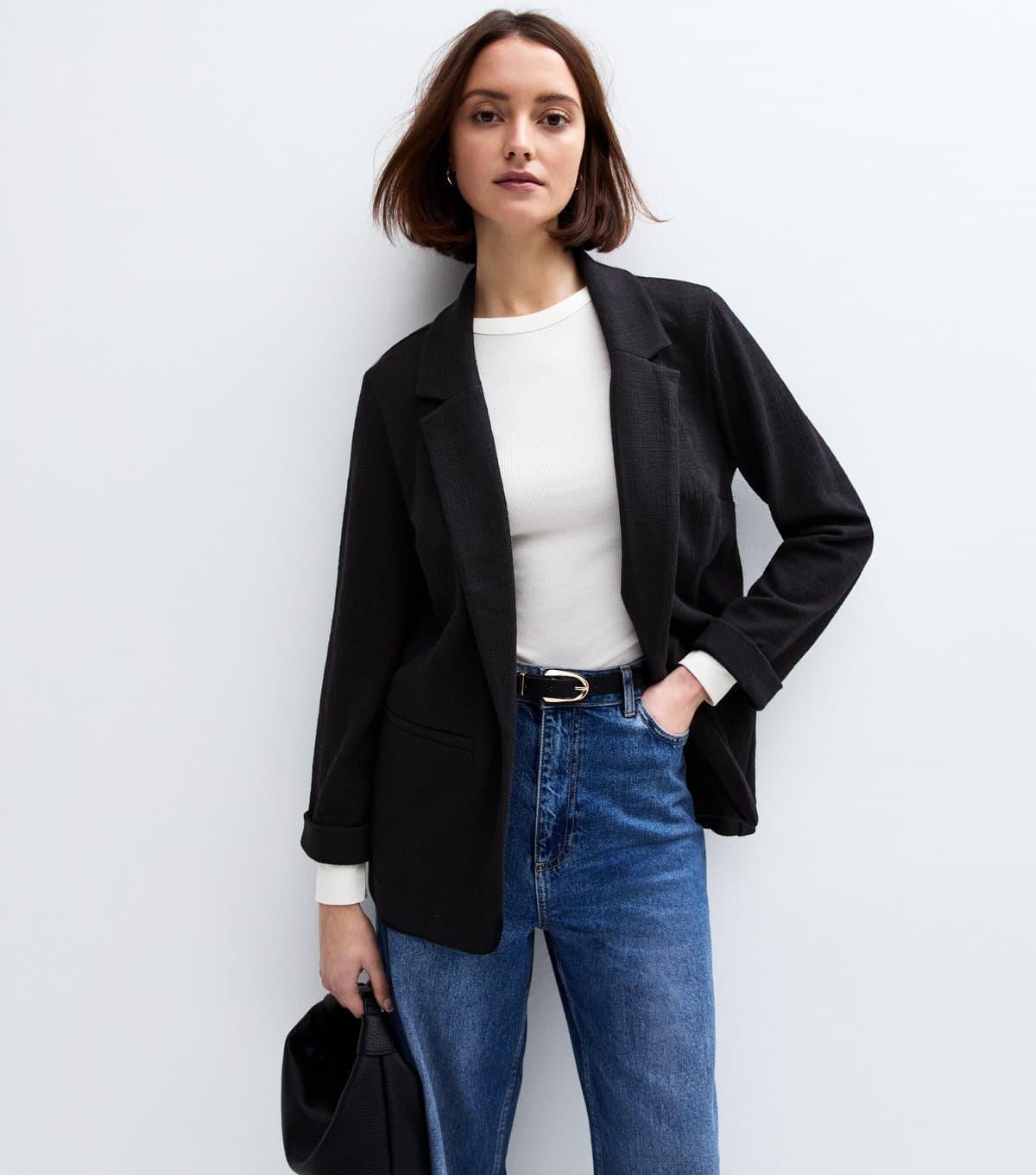 New Look Women's Black Textured Jersey Blazer New Look