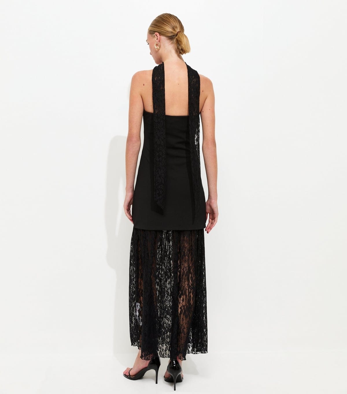 New Look Women's Black Lace Bandeau Midi Dress with Scarf New Look - 4
