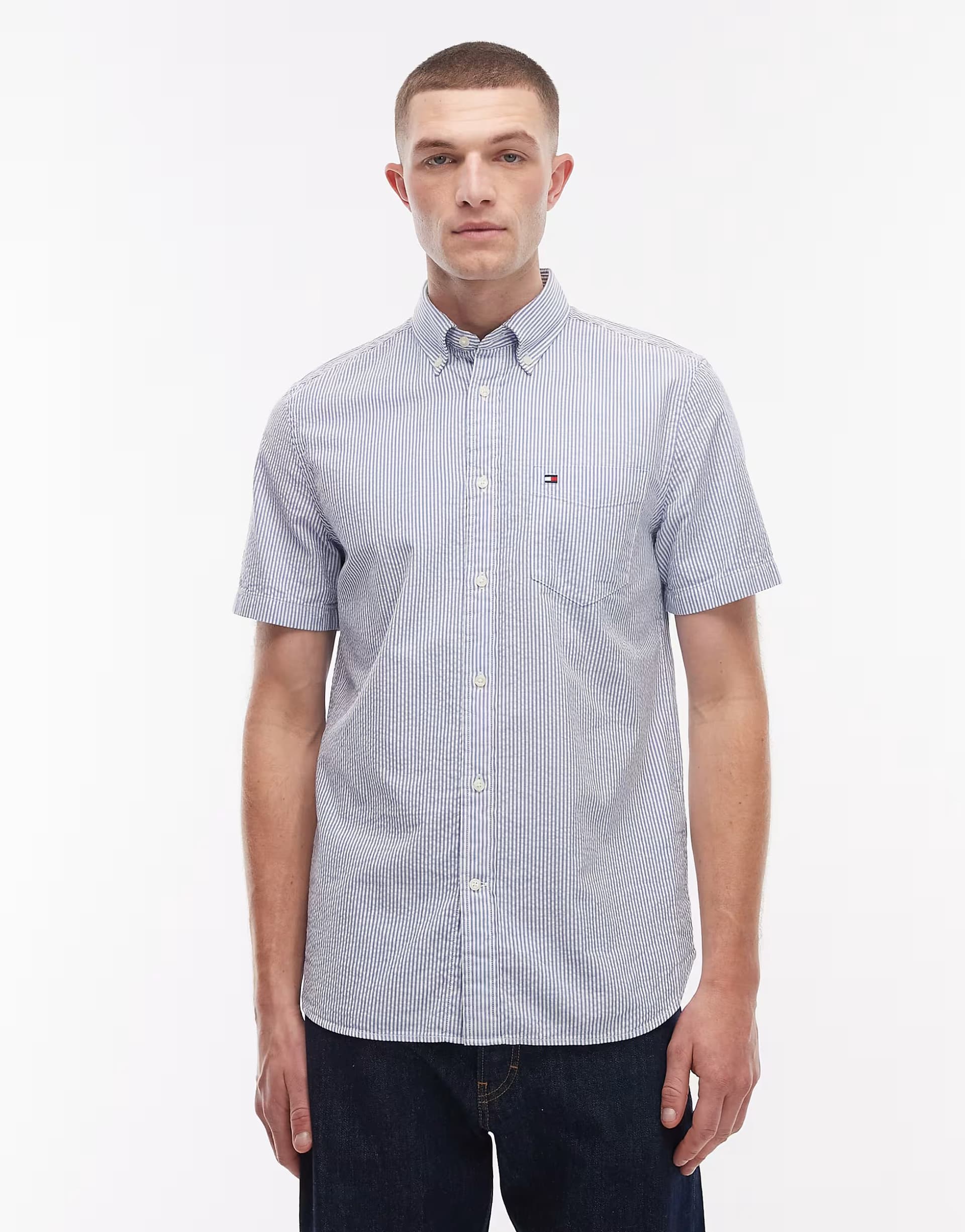 ASOS Tommy Hilfiger seersucker short sleeve shirt in blue stripe