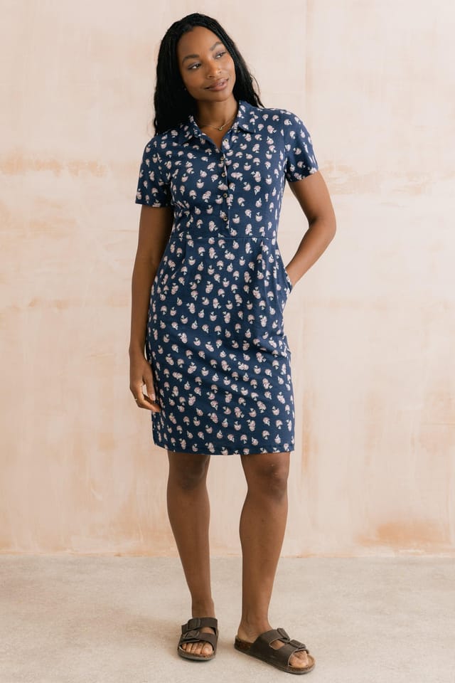 Lily & Me Lily & Me Women's Elmore Printed Jersey Shirt Dress in Navy - 2