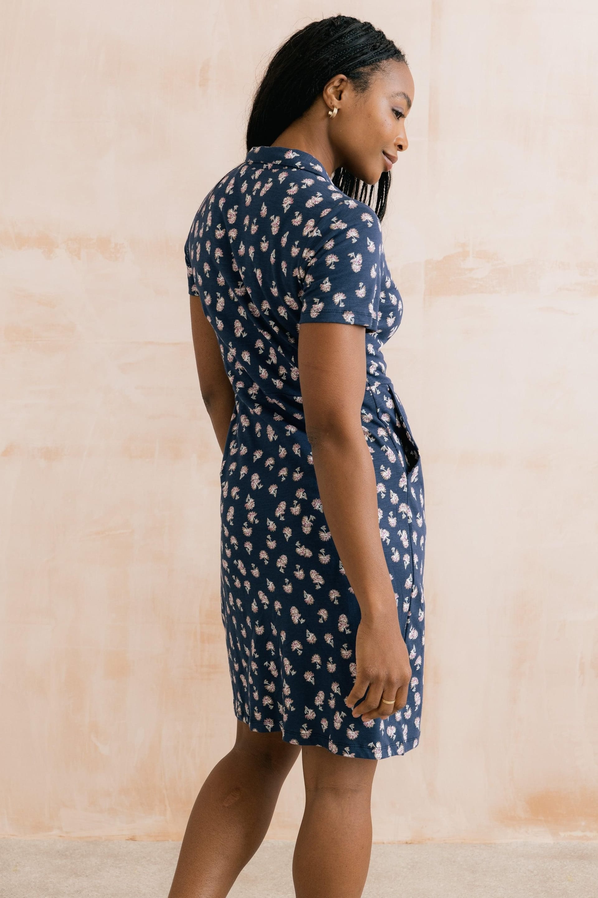 Lily & Me Lily & Me Women's Elmore Printed Jersey Shirt Dress in Navy - 4