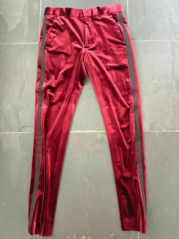 ASOS Design Burgundy Velour Tuxedo Leggings