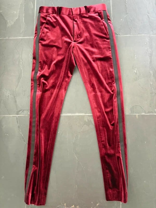 ASOS Design Burgundy Velour Tuxedo Leggings - 1