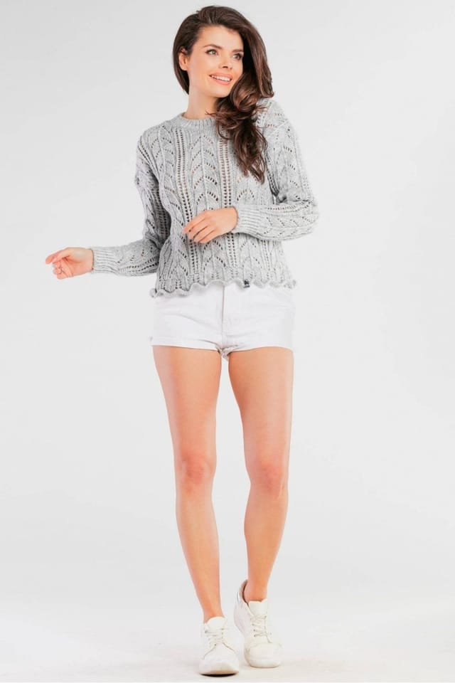 Love Lace Love Lace Women's Timeless Long Sleeve Ribbed Sweater Polish in Grey - 2