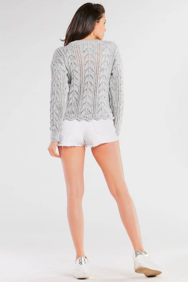 Love Lace Love Lace Women's Timeless Long Sleeve Ribbed Sweater Polish in Grey - 3