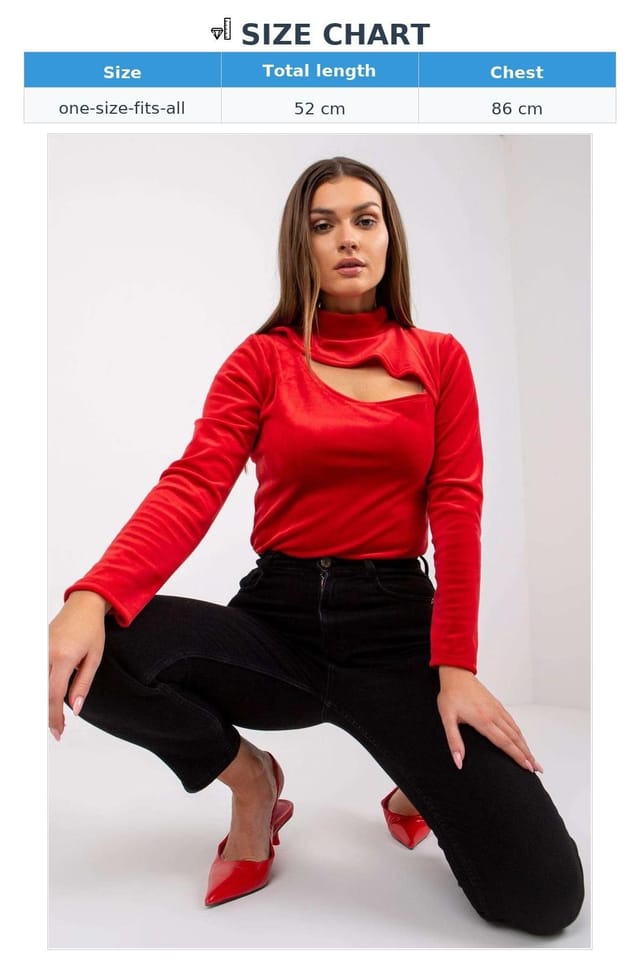 Love Lace Love Lace Women's Long Sleeve Velour Cutout Stand Collar Blouse in Red - 3