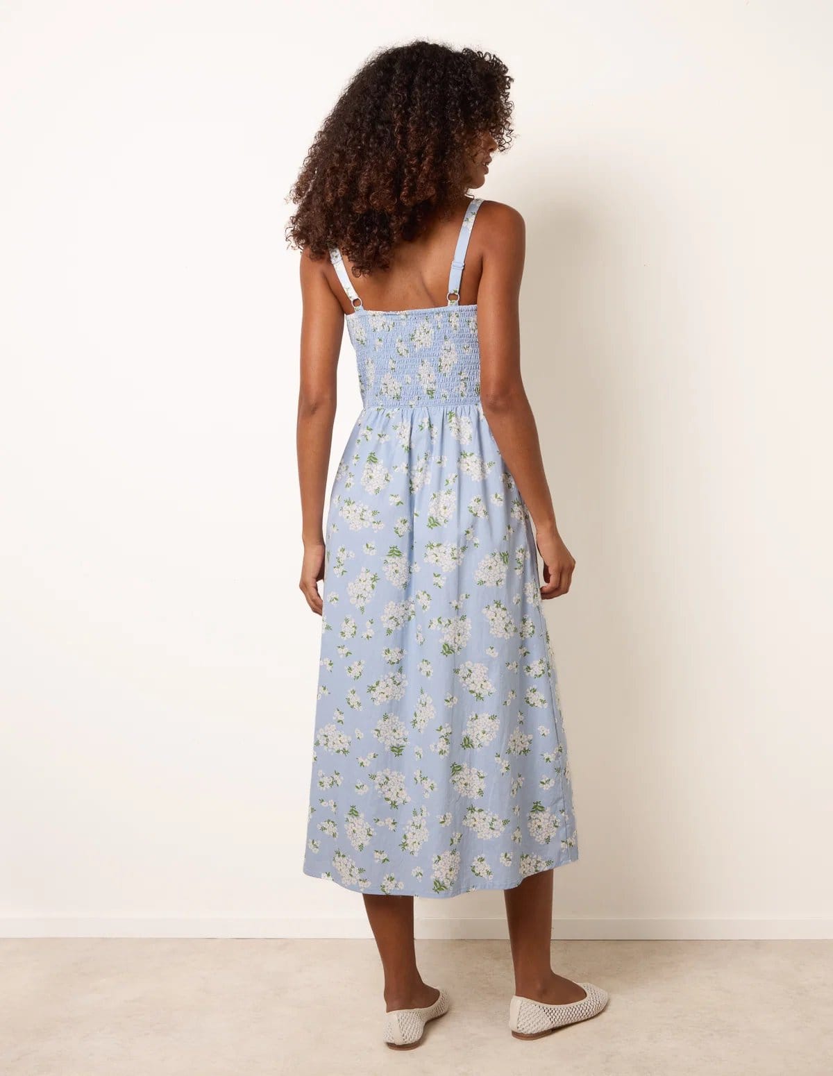 Blue Vanilla Midi Milkmaid Floral Dress - 4