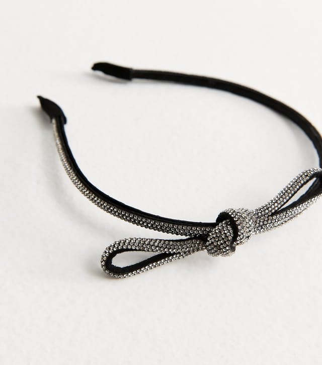 New Look Black Diamante Bow Headband New Look - 3