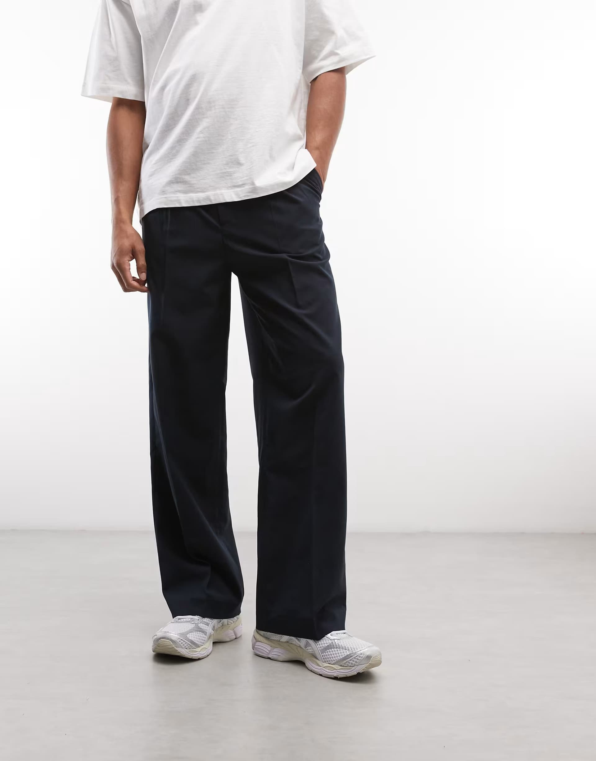 ASOS Weekday loose fit tailored trousers in navy