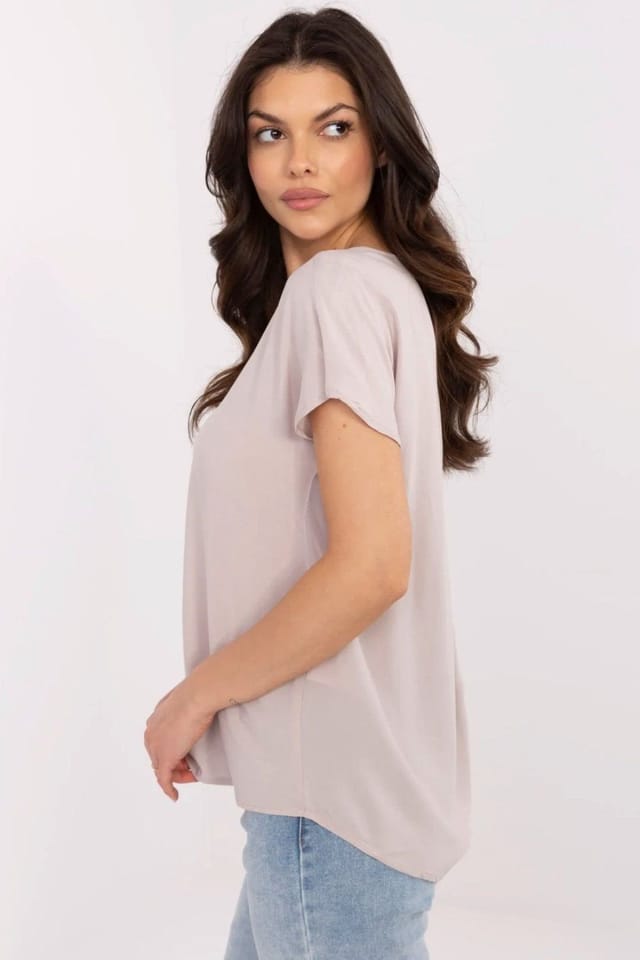 Love Lace Love Lace Women's Breathable V Neck Viscose Blouse for Everyday in Beige - 2