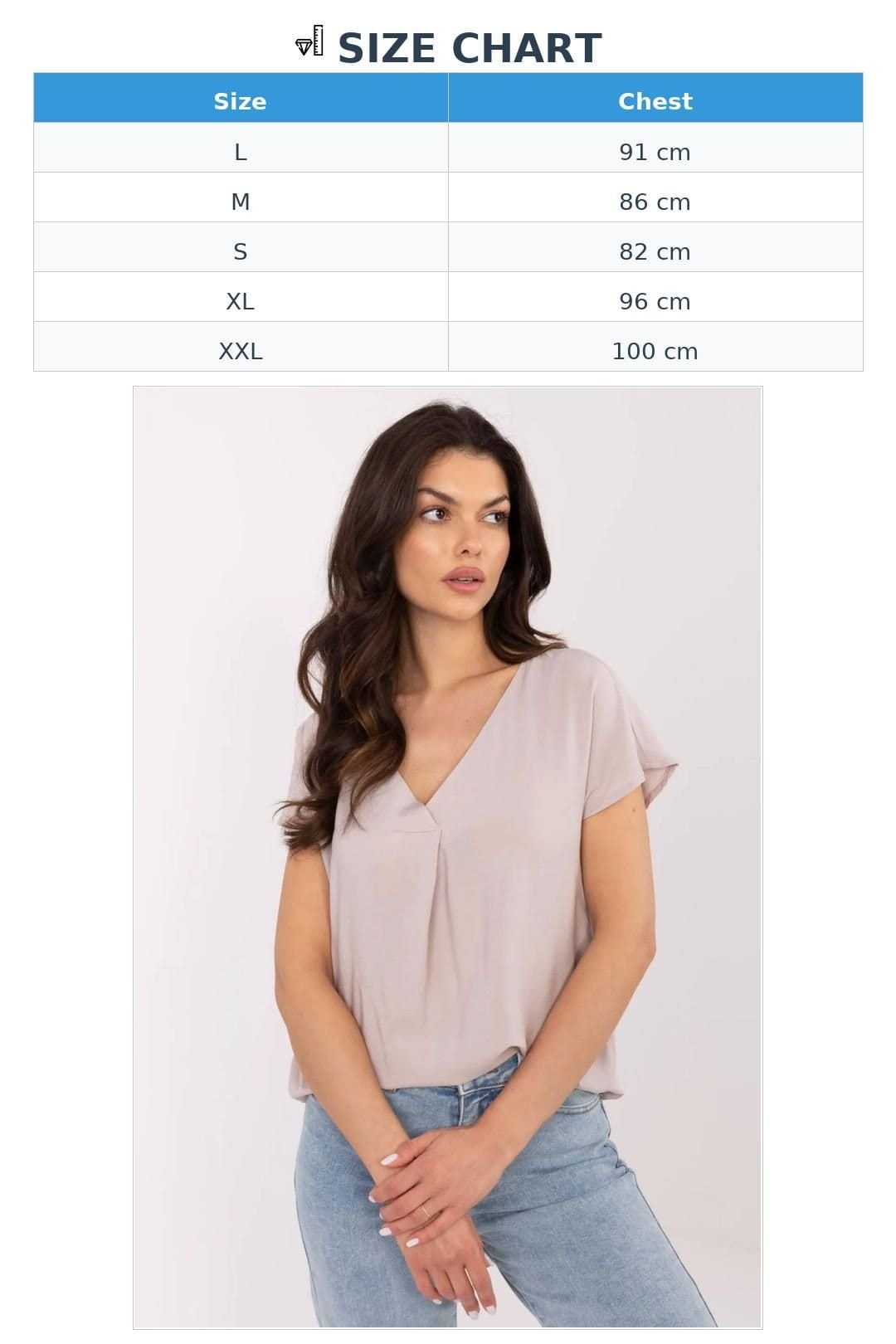 Love Lace Love Lace Women's Breathable V Neck Viscose Blouse for Everyday in Beige - 4