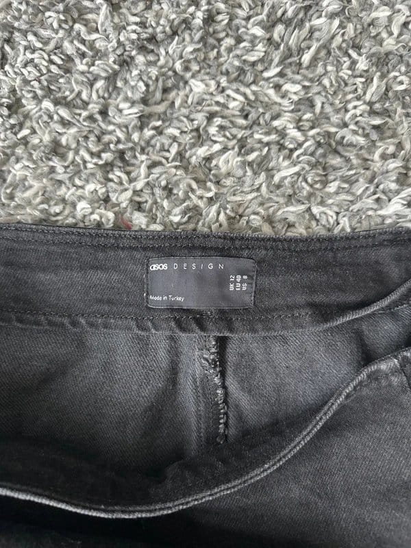 ASOS Design Black Mini Denim Skirt UK 12