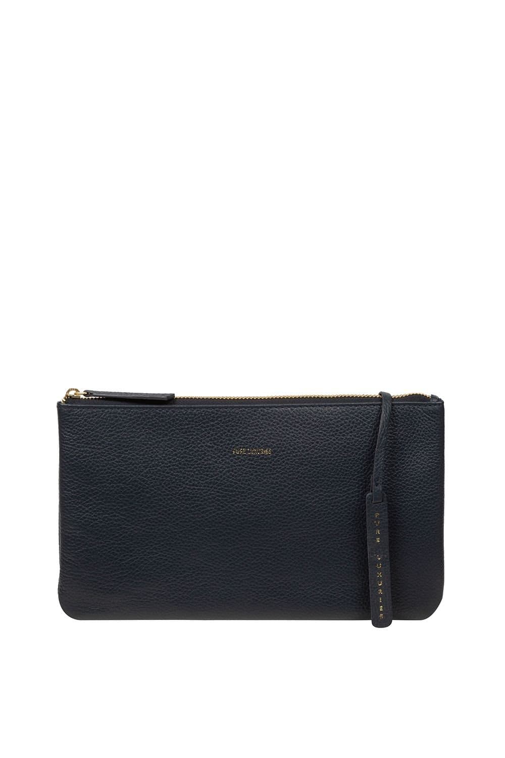 Pure Luxuries London Pure Luxuries London Women's 'Emalia' Leather Clutch Bag in Navy