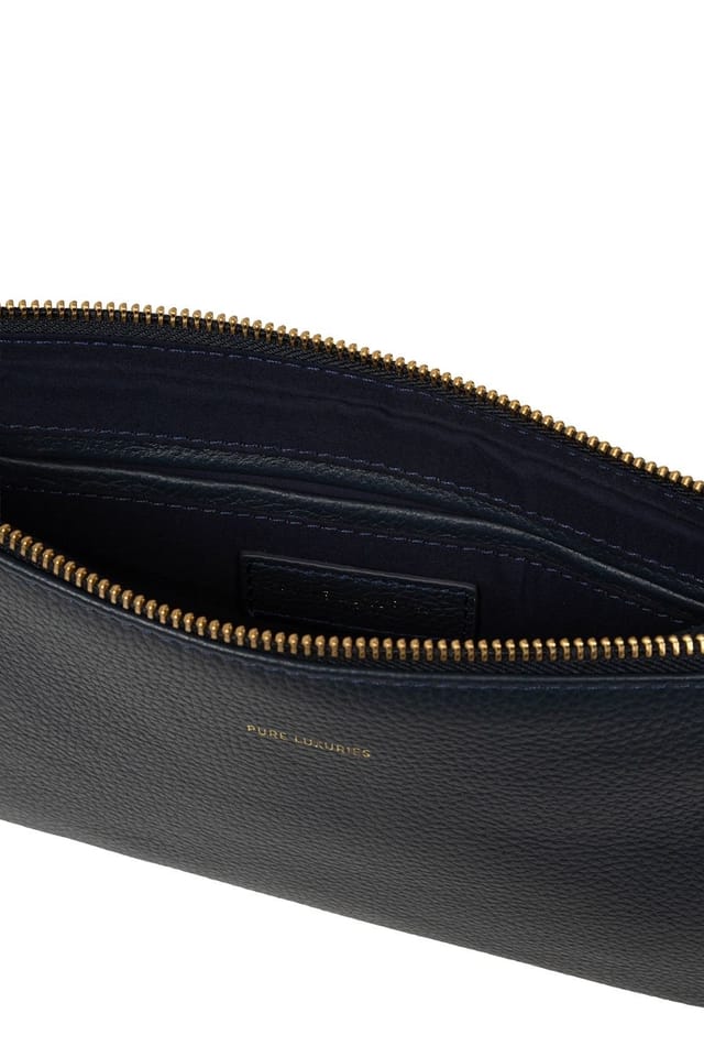Pure Luxuries London Pure Luxuries London Women's 'Emalia' Leather Clutch Bag in Navy - 3