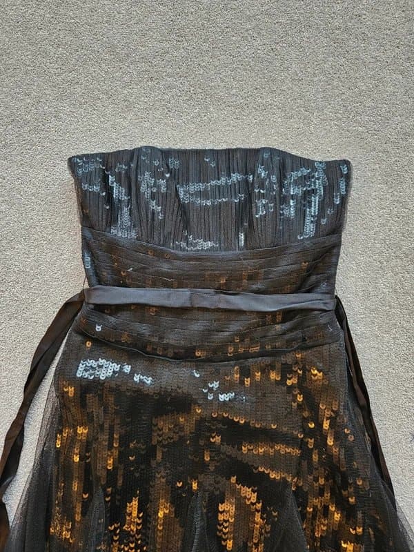 Monsoon Ladies Black Sequin/Net Dress Size 8 Petite