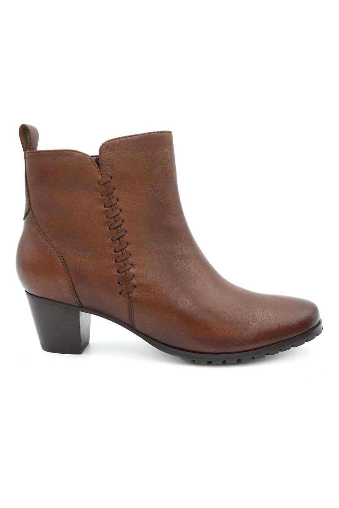 Pavers Pavers Women's Leather Stitch Pattern Ankle Boots in Tan