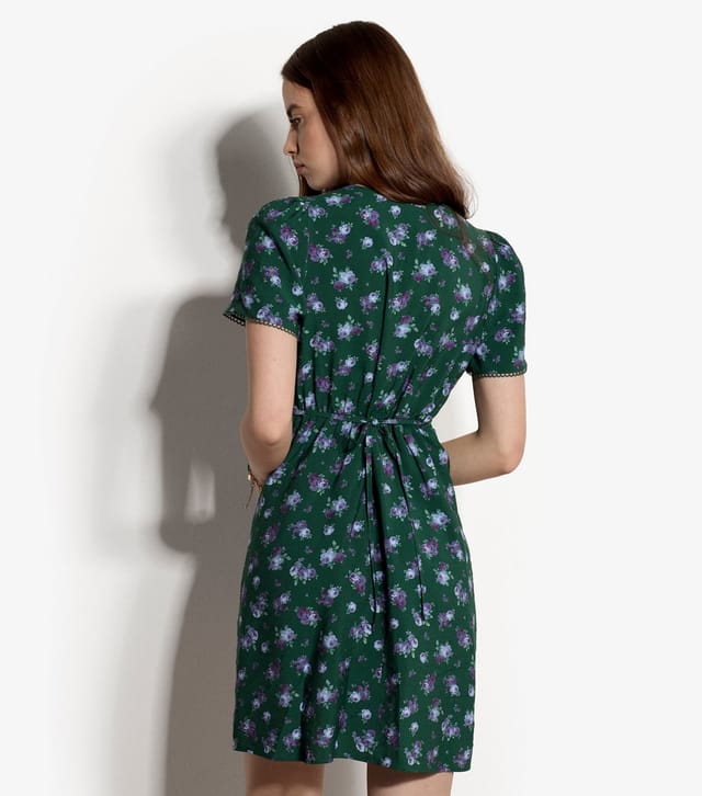 Apricot Women's Green Floral Print Tea Dress Apricot New Look - 3