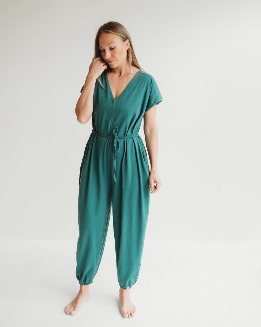 Turtledove London Turtledove London Women's Rita Green Tie Waist Jumpsuit