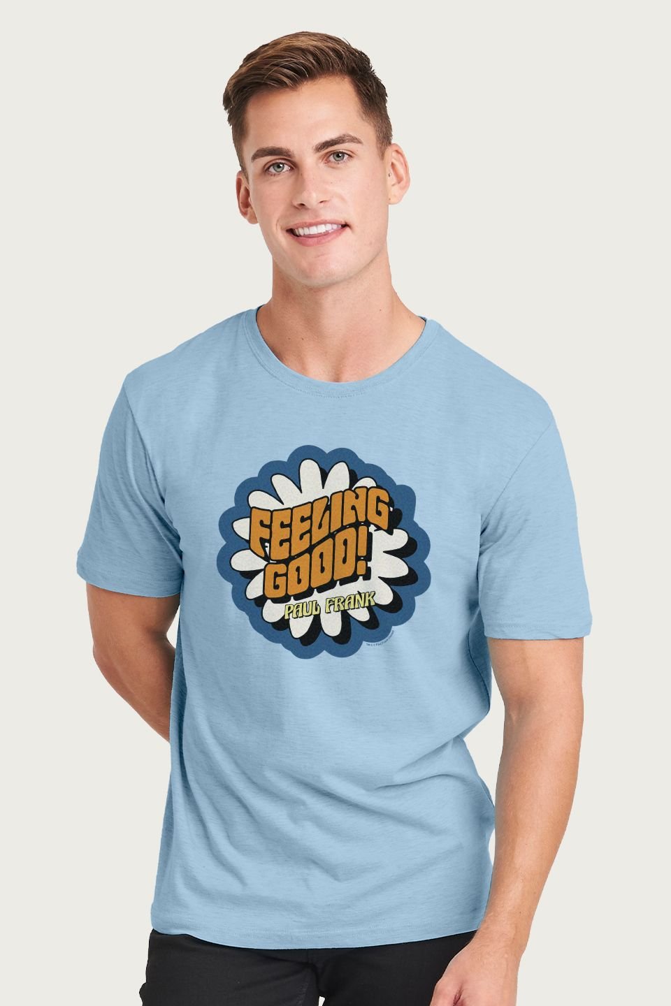 Paul Frank Paul Frank Men's Feeling Good 70s Hippy Flower T-Shirt in Light Blue - 1