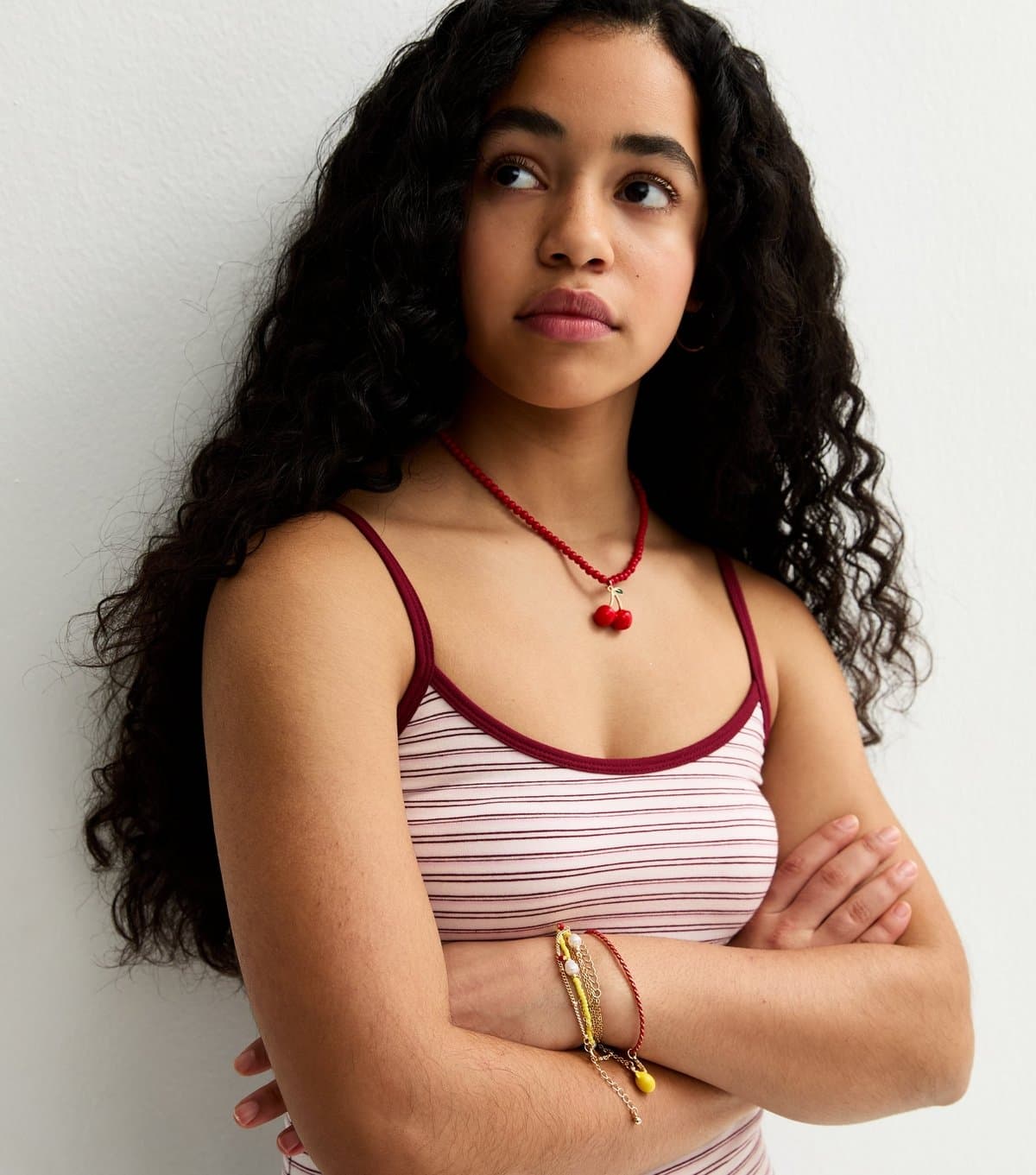 New Look Girls' Red Striped Scoop Neck Cami Top New Look