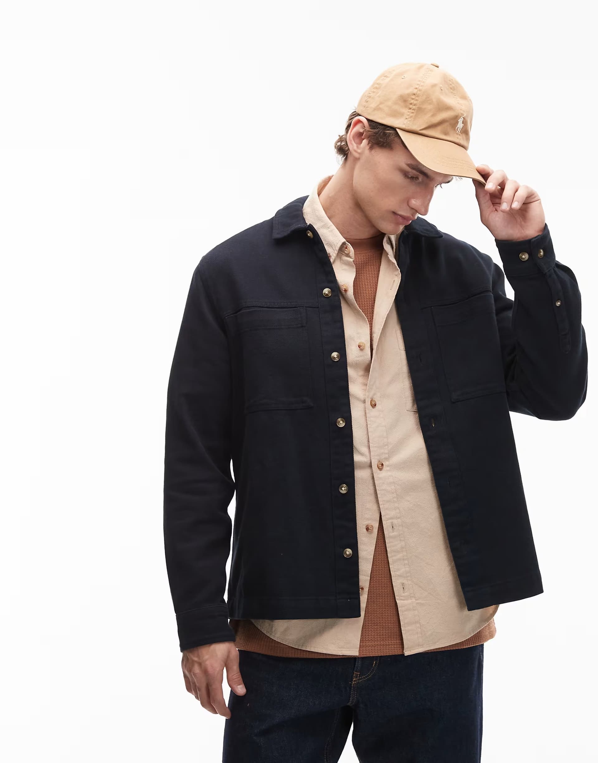 ASOS ASOS DESIGN heavyweight cotton twill overshirt in black