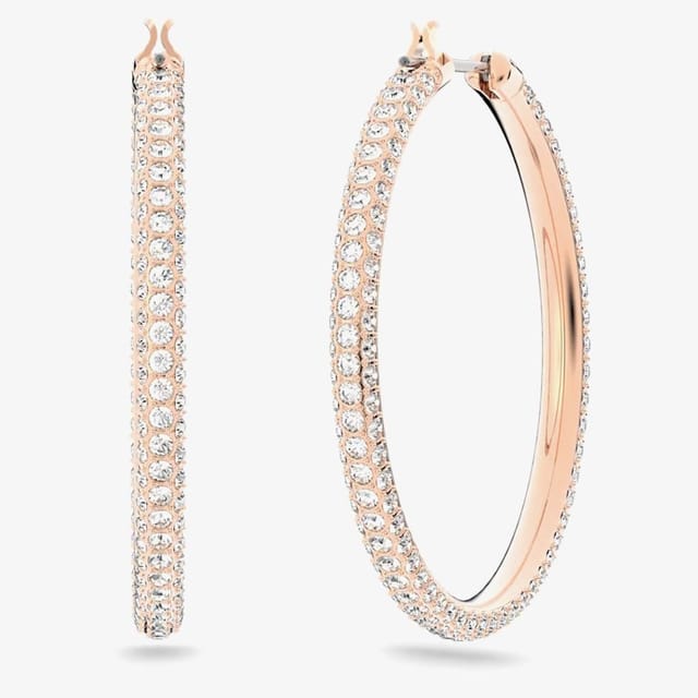 Swarovski Swarovski Women's Stone Rose Gold Tone Crystal Hoops Earrings 5383938 - 2