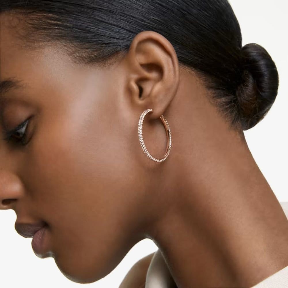 Swarovski Swarovski Women's Stone Rose Gold Tone Crystal Hoops Earrings 5383938 - 4