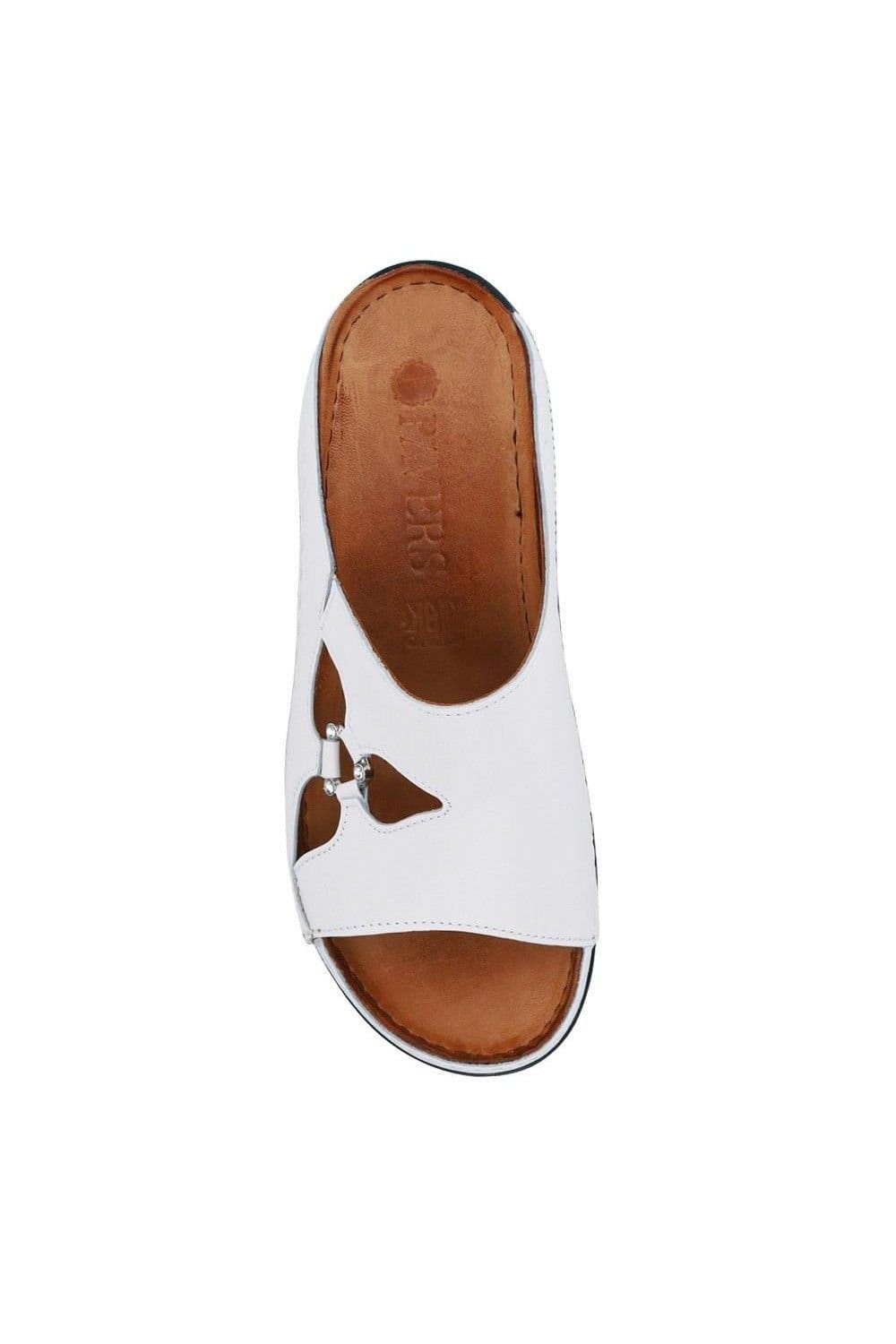 Pavers Pavers Women's Leather Wedge-Heeled Mules in White - 4