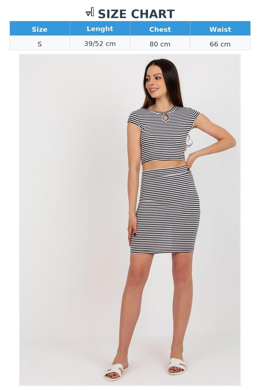 Love Lace Love Lace Women's Striped Top & Skirt Co Ord Set in White - 4