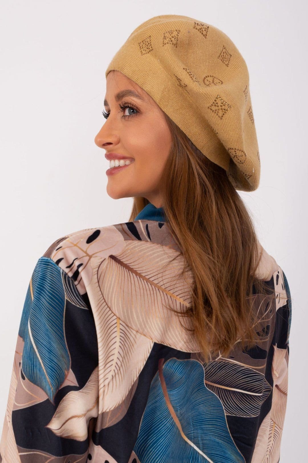 Love Lace Love Lace Women's Soft Knitted Texture Beret Hat Classic French Style for Winter Wear in Brown - 4