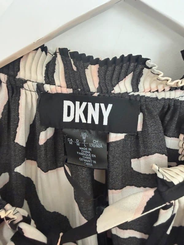 DKNY DKNY Printed Blouse | Tie Neck | Sleeveless | Floaty Top | Size M