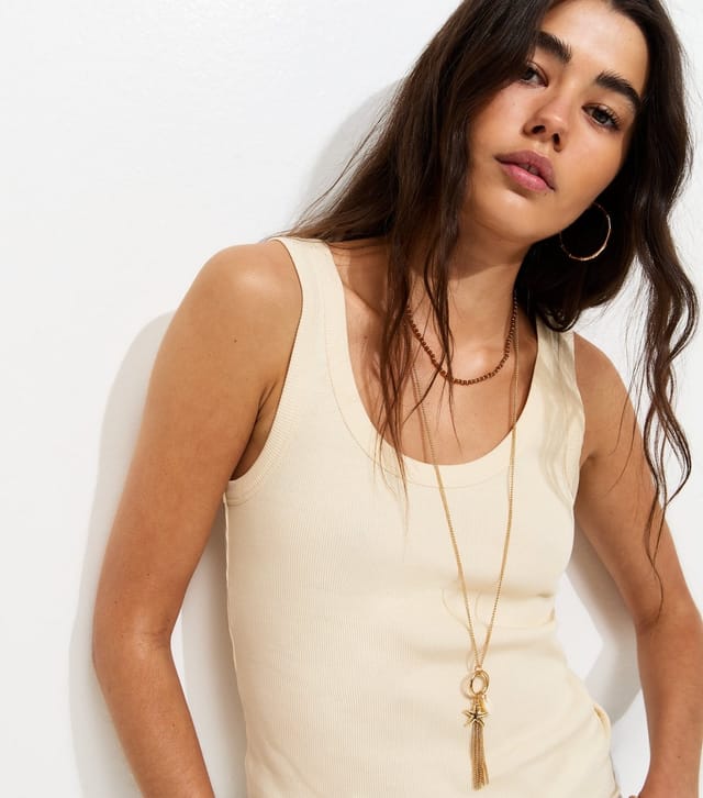 New Look Women's Cream Cotton Rich Ribbed Scoop Neck Vest Top New Look - 2