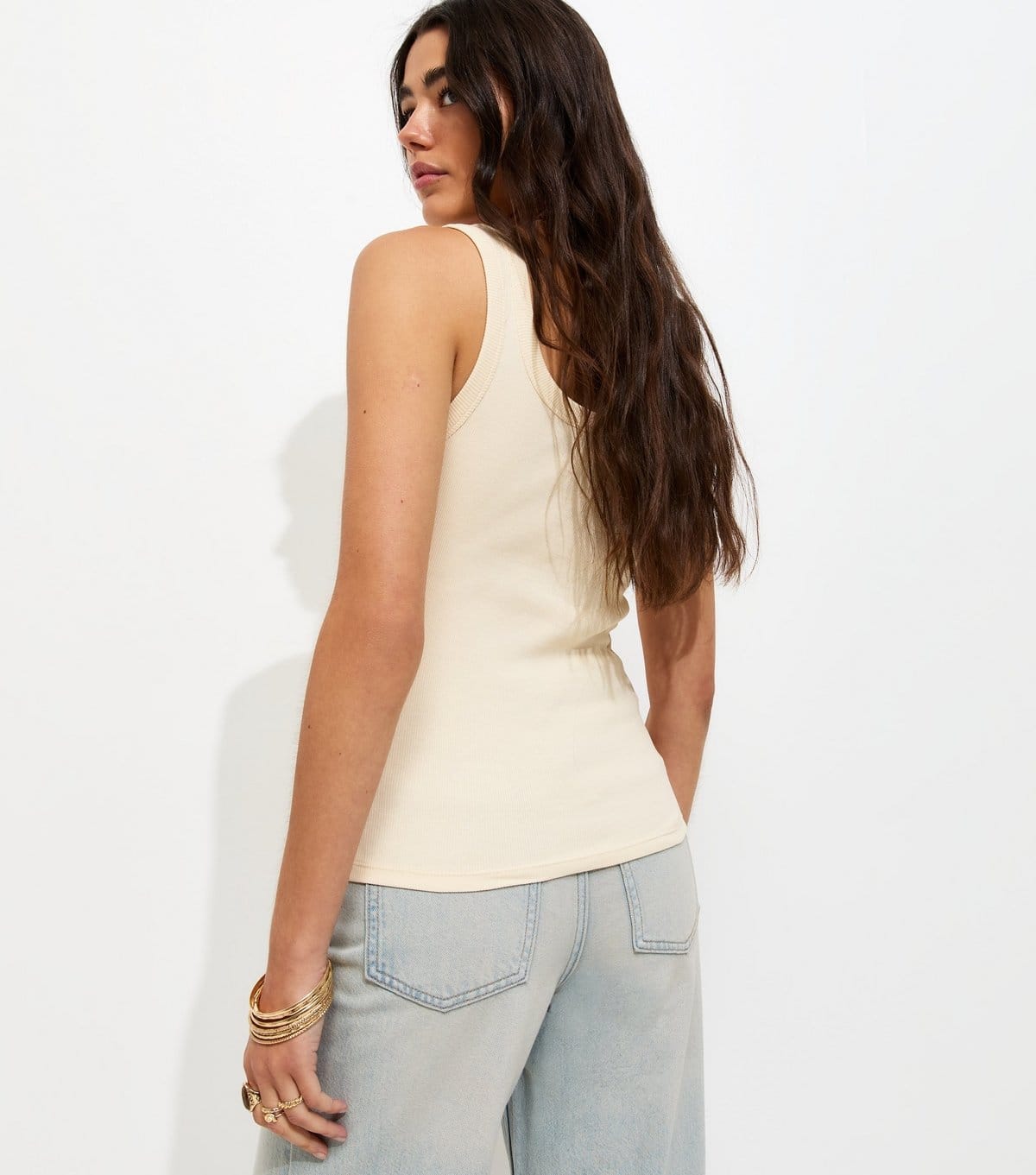 New Look Women's Cream Cotton Rich Ribbed Scoop Neck Vest Top New Look - 4