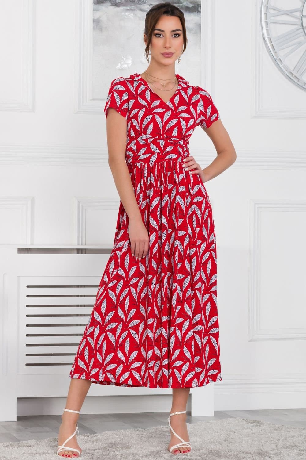 Jolie Moi Jolie Moi Women's Mabrouka Stand Neck Maxi Dress in Red
