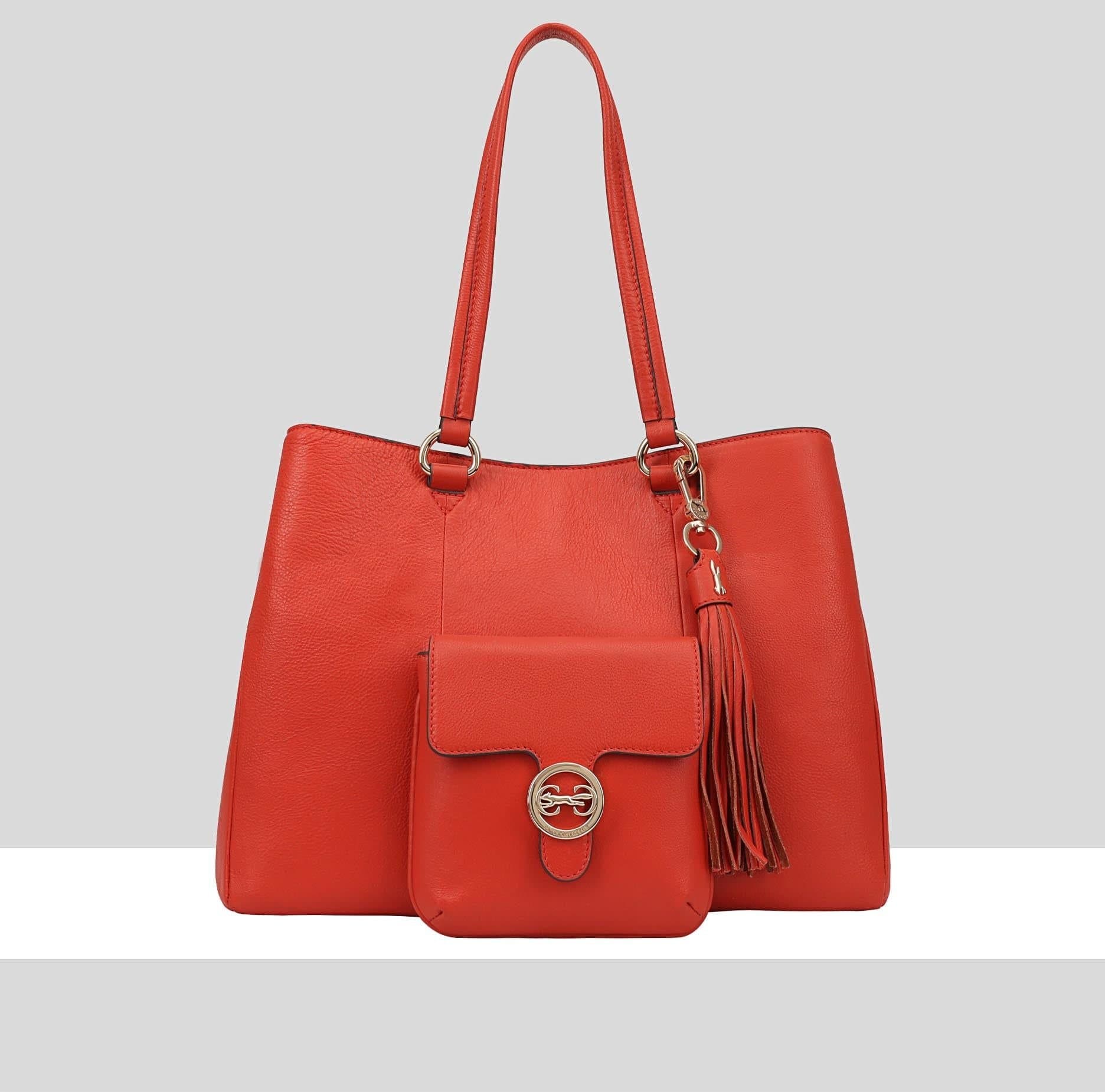Paul Costelloe Paul Costelloe Women's Shebelle Leather Shoulder Bag in Red