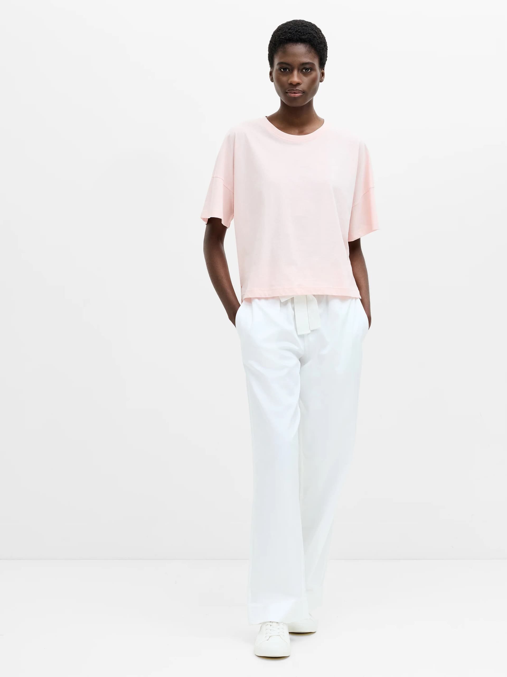 French Connection French Connection Light Pink Brushed Cotton T-Shirt