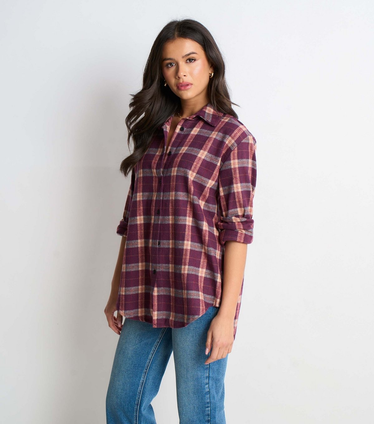 Gini London Women's Purple Check Longline Shirt Gini London New Look - 3