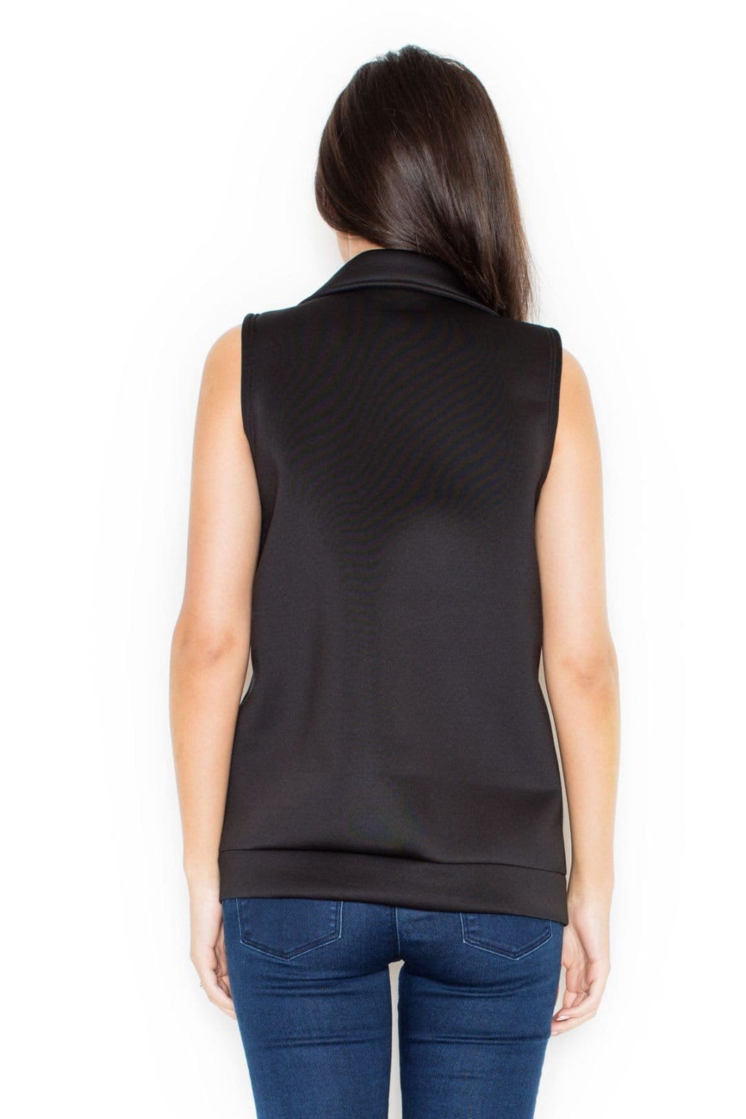 Love Lace Love Lace Women's Zipped Classic Lapel Smooth Sports Vest Style 49965 in Black - 4