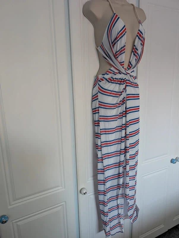 ASOS ASOS twist bust midi dress in stripe size 10