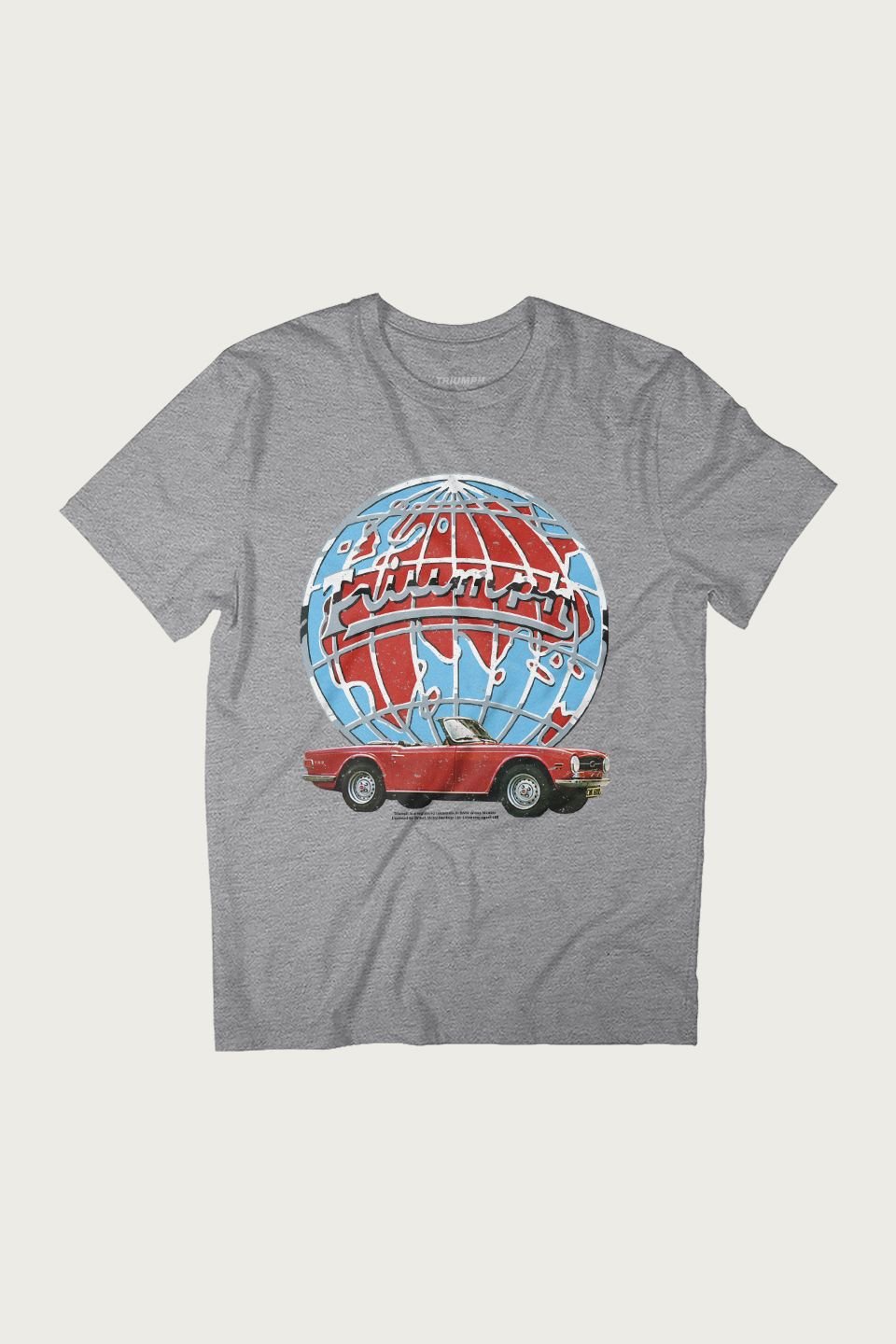 Triumph Motor Company Triumph Motor Company Men's Globe Stag Sports Car 1970 British Motor Heritage T-Shirt in Mid Grey - 2