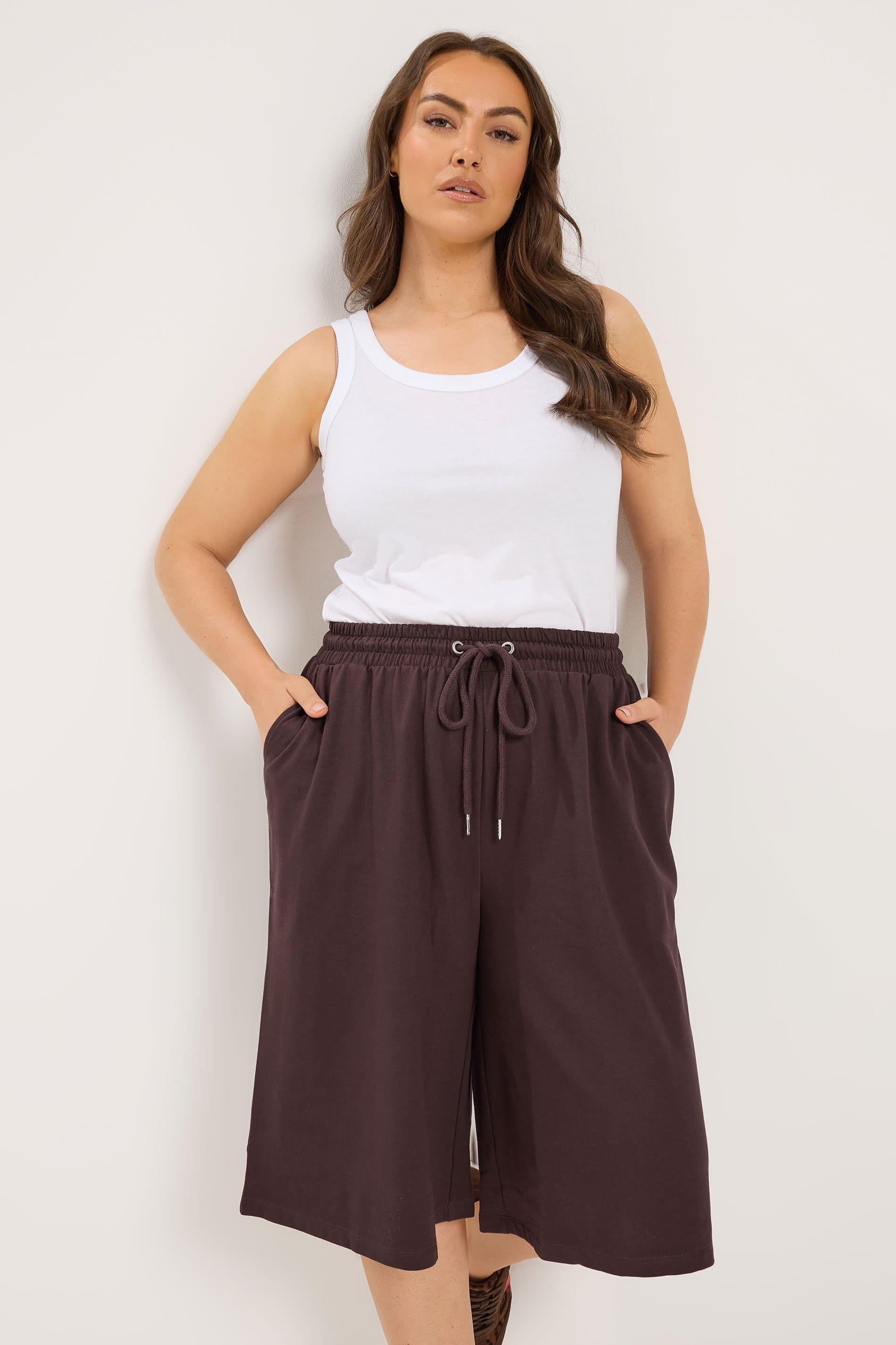 Yours Plus Size Chocolate Brown Jersey Jorts