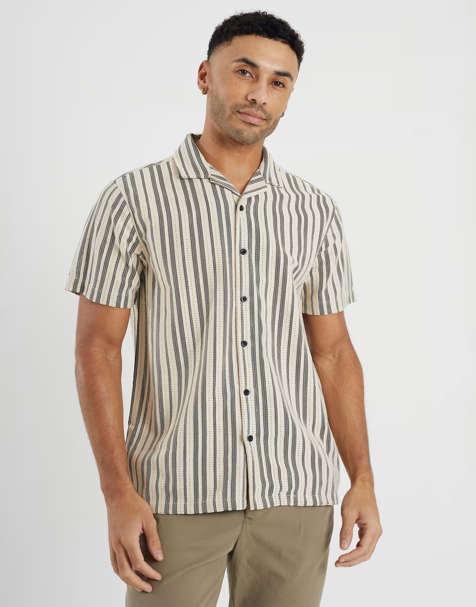 ASOS Brave Soul Striped woven shirt in ecru