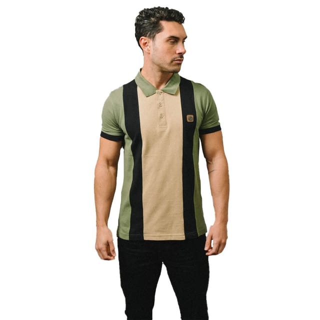 Lambretta Lambretta Men's Vintage Panelled Polo Shirt in Green - 3