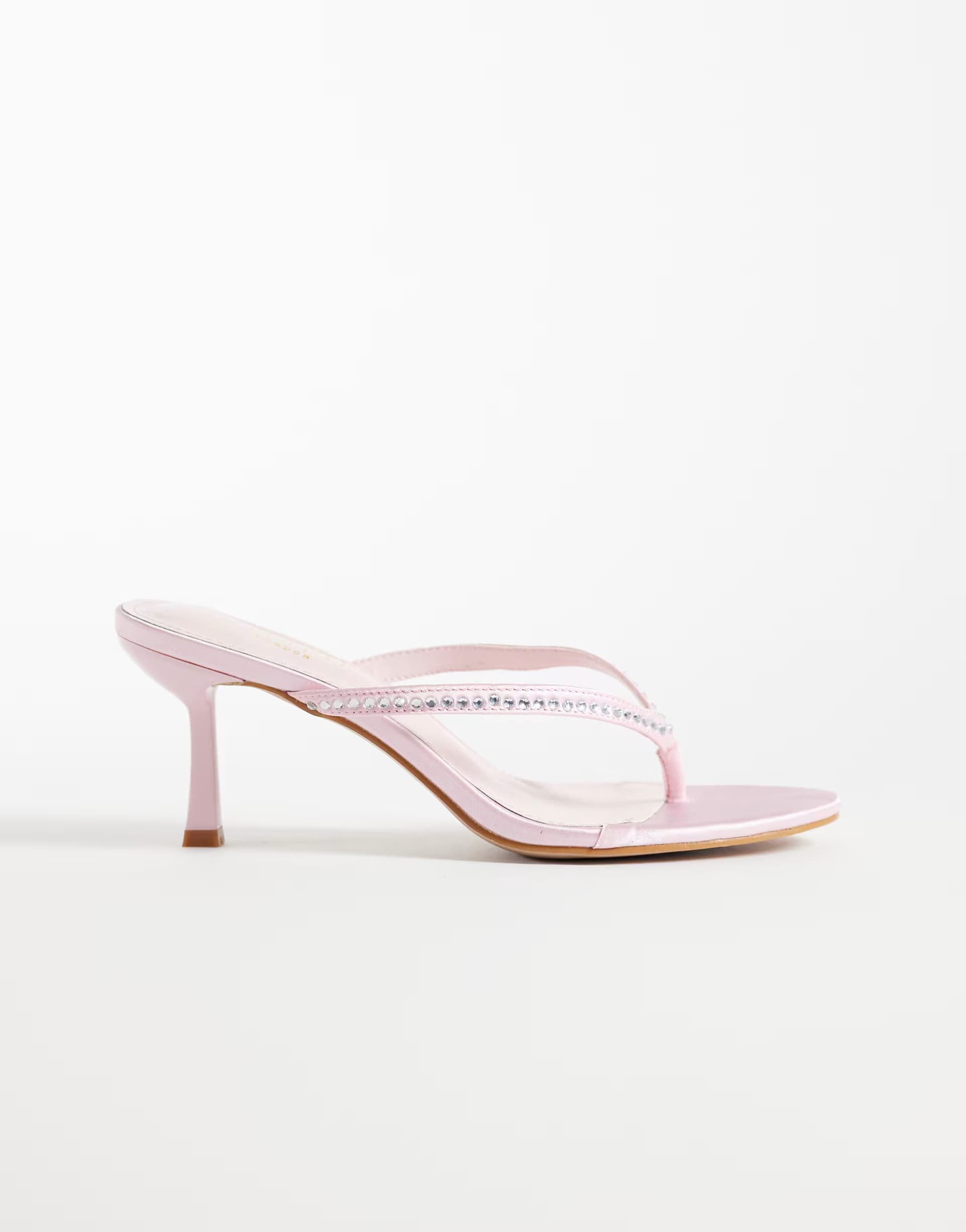 ASOS ASOS Simmi London Pink Embellished Heeled Toe Post Sandals