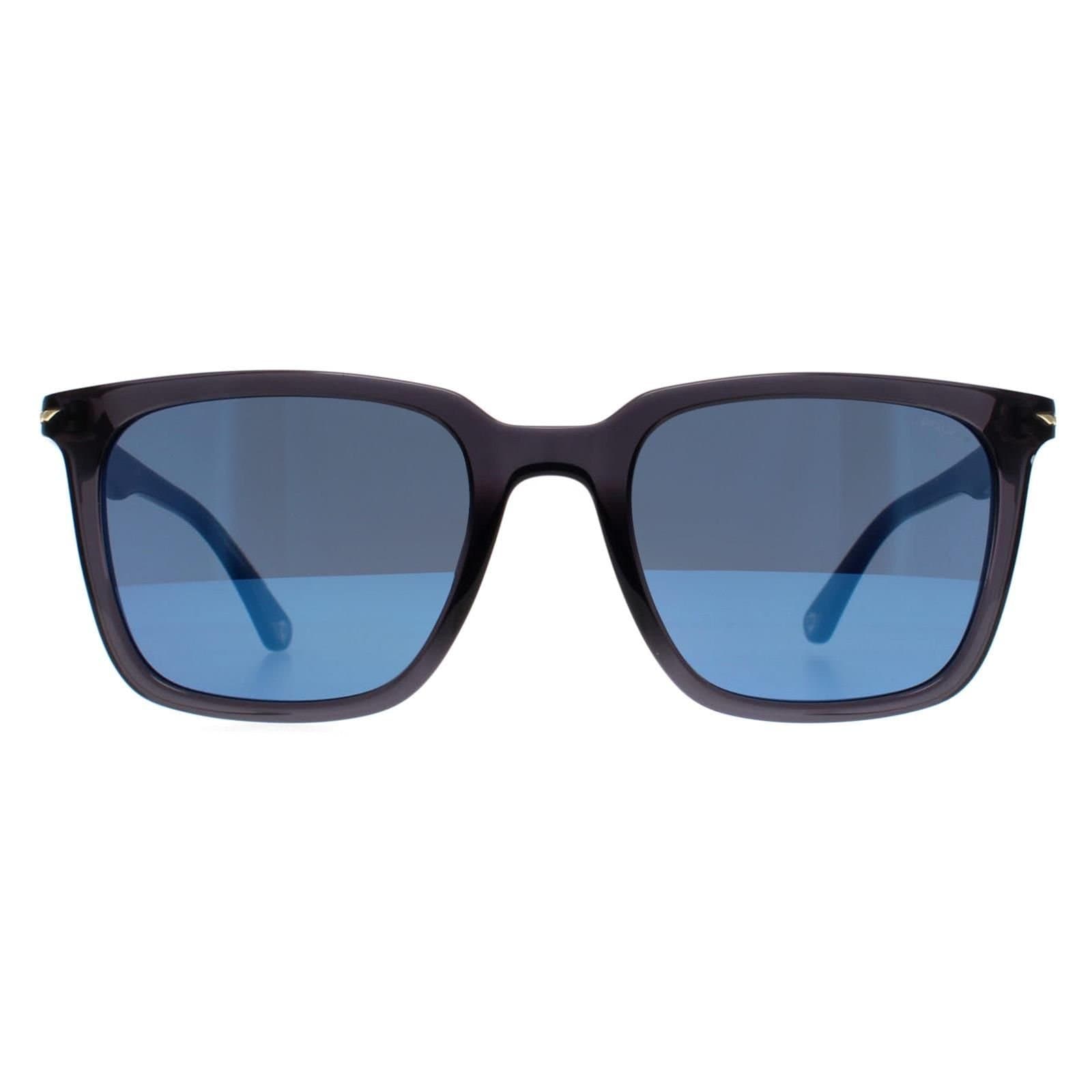 Police Police Men's Square Shiny Transparent Dark Grey Smoke Mirror Blue SPLL80 Champ 4