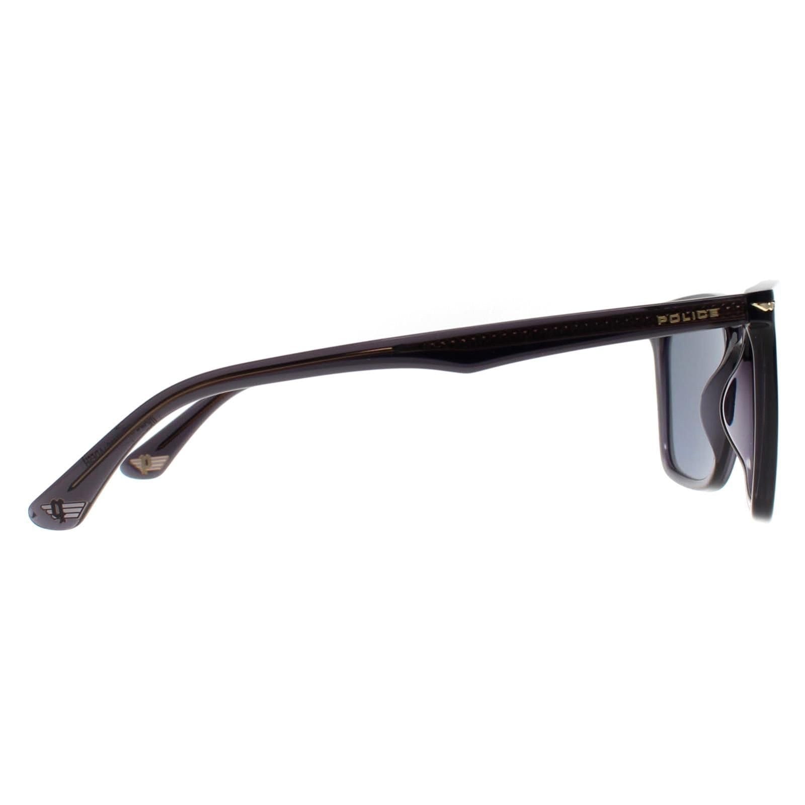 Police Police Men's Square Shiny Transparent Dark Grey Smoke Mirror Blue SPLL80 Champ 4 - 4