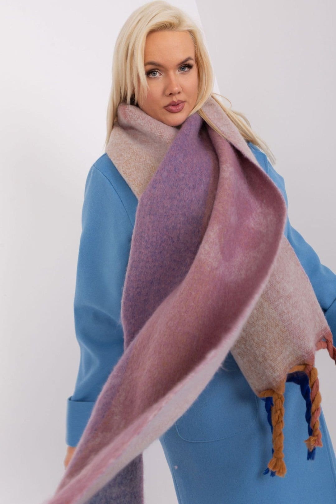 Love Lace Love Lace Women's Long Striped Scarf with Tassels for Autumn Winter Wear Everyday in Violet - 4