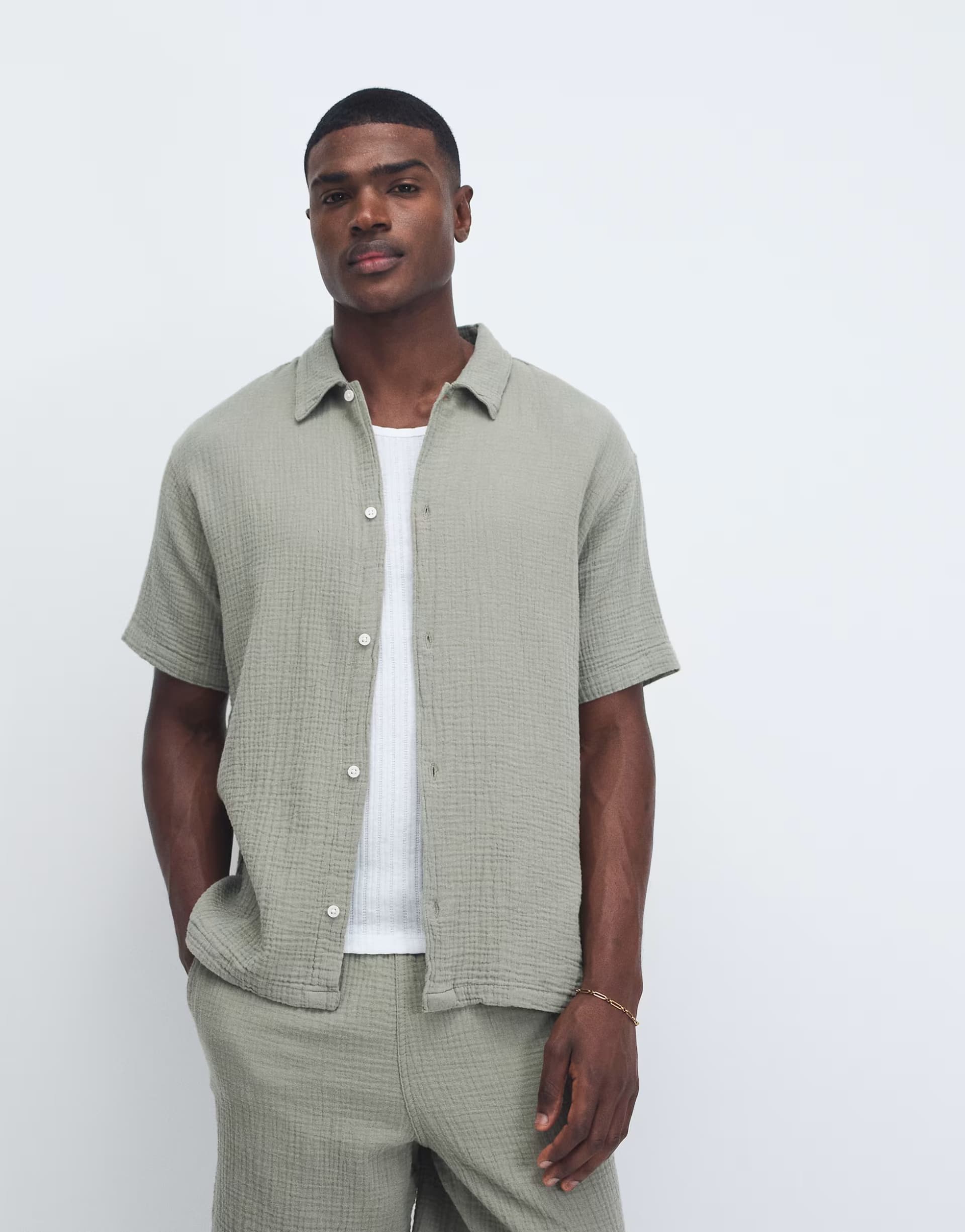 ASOS Jack & Jones co-ord textured shirt in sage green