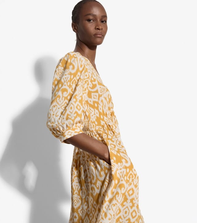Apricot Women's Yellow Abstract Print Cropped Sleeve Midi Dress Apricot New Look - 2